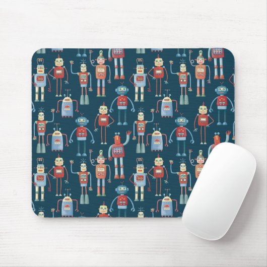 Robot Pattern Dark Mousepad (Mit Mouse)