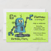 Robot Personalisiert Birthday Einladung (Vorderseite)