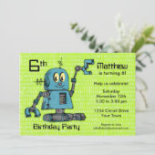 Robot Personalisiert Birthday Einladung (Stehend Vorderseite)