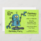 Robot Personalisiert Birthday Einladung (Vorne/Hinten)