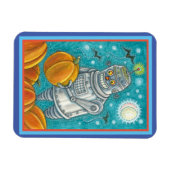 ROBOT PICKING PUMPKINS , HALLOWEEN MECHANISCHEN MA MAGNET (Horizontal)
