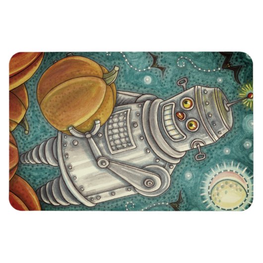 ROBOT PICKING PUMPKINS , HALLOWEEN MECHANISCHEN MA MAGNET (Horizontal)