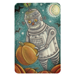 ROBOT PICKING PUMPKINS , HALLOWEEN MECHANISCHEN MA MAGNET