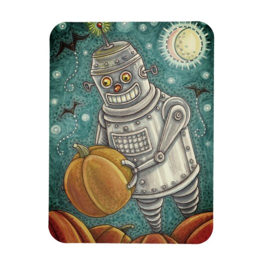ROBOT PICKING PUMPKINS , HALLOWEEN MECHANISCHEN MA MAGNET (Vertikal)