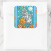 ROBOT PICKING PUMPKINS , HALLOWEEN MECHANISCHEN MA QUADRATISCHER AUFKLEBER (Tasche)