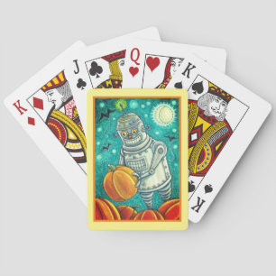 ROBOT PICKING PUMPKINS , HALLOWEEN MECHANISCHEN MA SPIELKARTEN