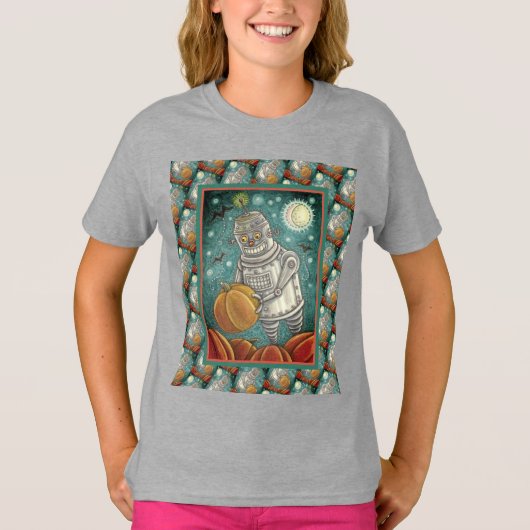 ROBOT PICKING PUMPKINS , HALLOWEEN MECHANISCHEN MA T-Shirt (Vorderseite)