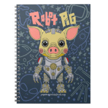 Robot Pig Spiral Foto Notebook
