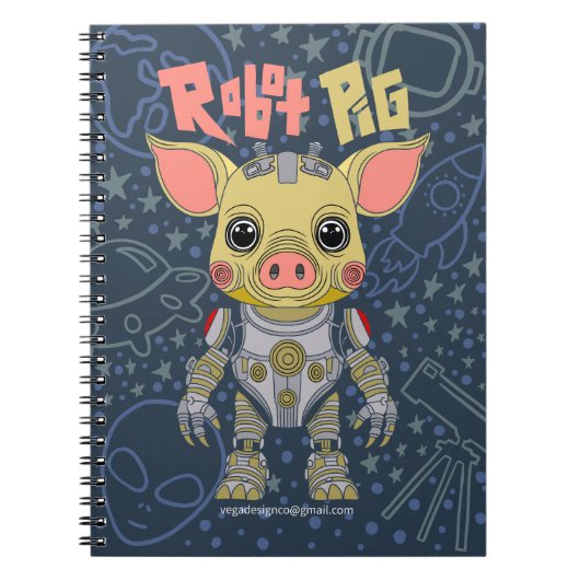 Robot Pig Spiral Foto Notebook Notizblock (Vorderseite)