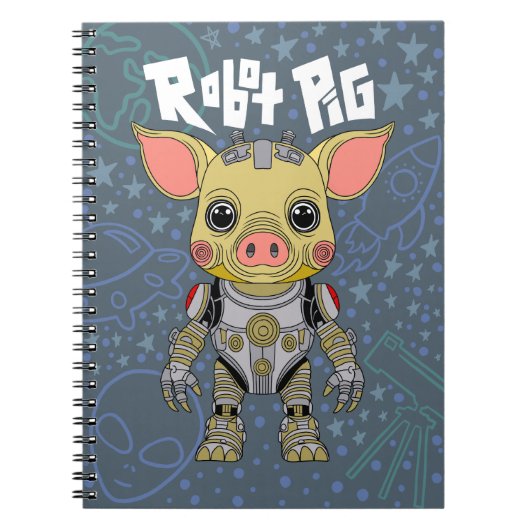 Robot Pig Spiral Foto Notebook Notizblock (Vorderseite)