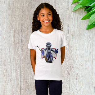 Robot Playing Ice Hockey Sports Girls T - Shirt