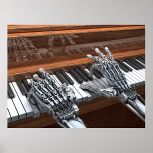 Robot playing on the piano poster