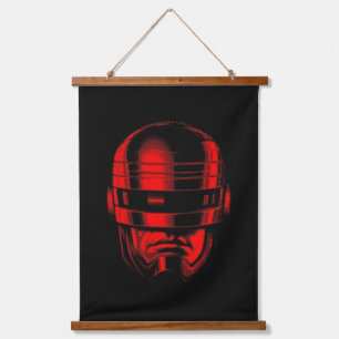 Robot Polizist Helmet Wandteppich Mit Holzrahmen