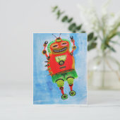 ROBOT POP ART POSTKARTE (Stehend Vorderseite)