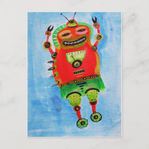ROBOT POP ART POSTKARTE