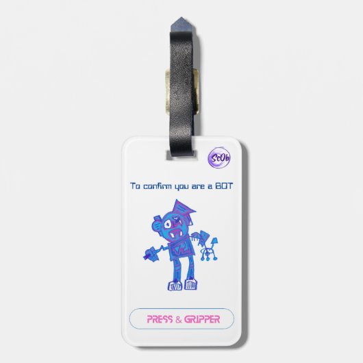 Robot Press & Gripper - Gepäckmarke Gepäckanhänger (Rückseite vertikal)