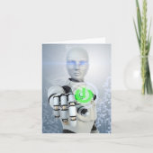 Robot Pushing Power Button Sci-Fi-Mitteilungskarte Karte (Vorderseite)