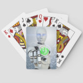 Robot Pushing Power Button Sci-Fi Playing Cards Spielkarten (Rückseite)