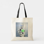 Robot Pushing Power Button Sci-Fi Tote Bag Tragetasche (Rückseite)