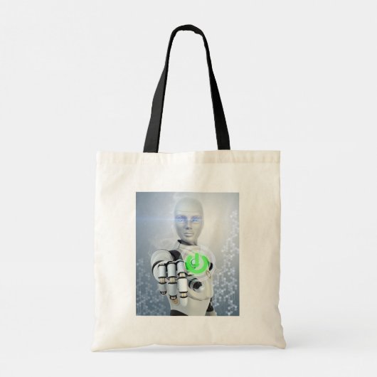 Robot Pushing Power Button Sci-Fi Tote Bag Tragetasche (Rückseite)