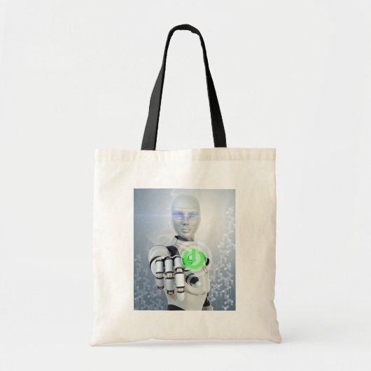 Robot Pushing Power Button Sci-Fi Tote Bag Tragetasche (Vorne)