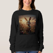 Robot Rabbit in Steampunk Flower Field Sweatshirt (Vorderseite)