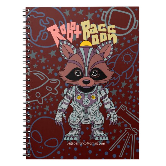 Robot Raccoon Spiral Notebook Notizblock (Vorderseite)