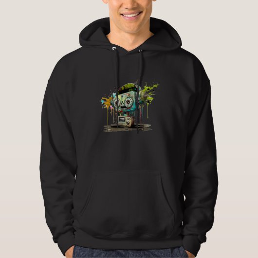 Robot Radio Head Splatter Hoodie (Vorderseite)
