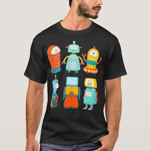 Robot Retro Fun AI Robotics Geek Nerd Funny T-Shirt (Vorderseite)