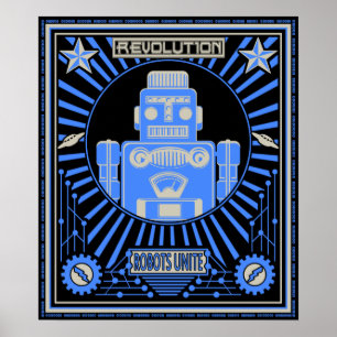 Robot Revolt Blue Poster