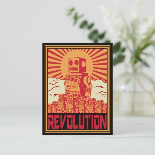 Robot Revolt Postkarte (Stehend Vorderseite)