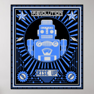 Robot Revolution Blau Poster