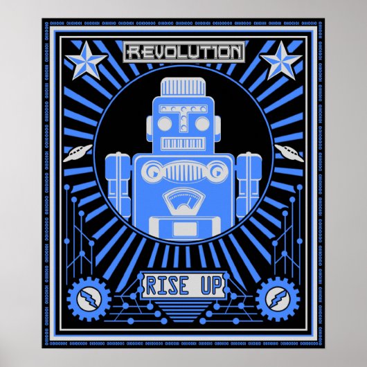 Robot Revolution Blau Poster (Vorne)