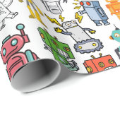 Robot Robotics World Wrapping Paper Geschenkpapier (Rolleneckpunkt)