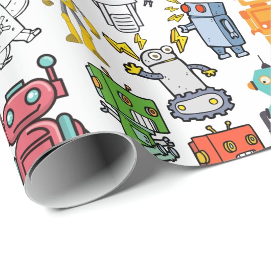 Robot Robotics World Wrapping Paper Geschenkpapier (Rolleneckpunkt)