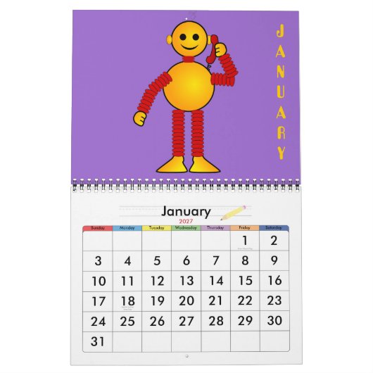 Robot sci-fi Cartoon Spaß Science Fiction Kalender (Jan 2027)