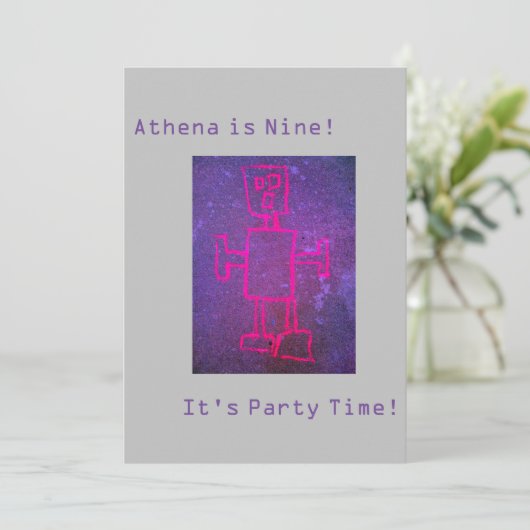 Robot Science-Party Einladung (Stehend Vorderseite)