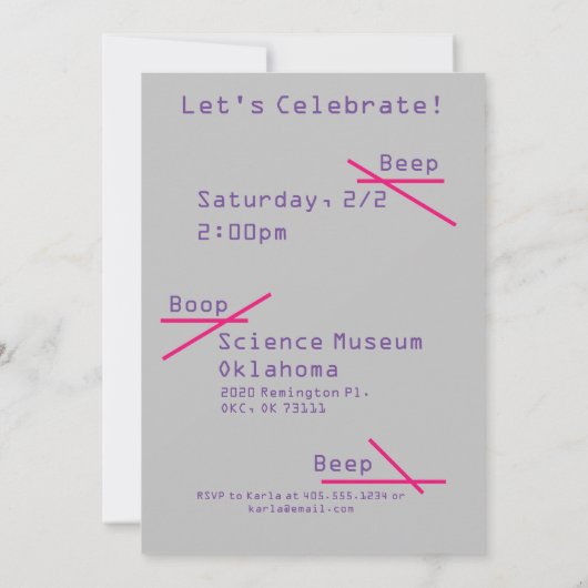 Robot Science-Party Einladung (Rückseite)