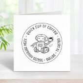 Robot Serving Coffee Business Round Address Gummistempel