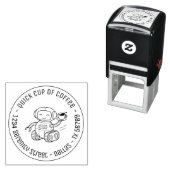 Robot Serving Coffee Business Round Address Permastempel (Beispiel)