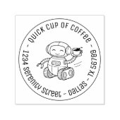 Robot Serving Coffee Business Round Address Permastempel (Design)