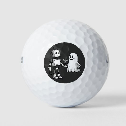 Robot Shaking Ghost Spooky Halloween Rebotic Golfball (Vorderseite)