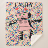 Robot-Sherpa-Decke für Mädchen. Individuelle Name. Sherpadecke (Vorderseite)