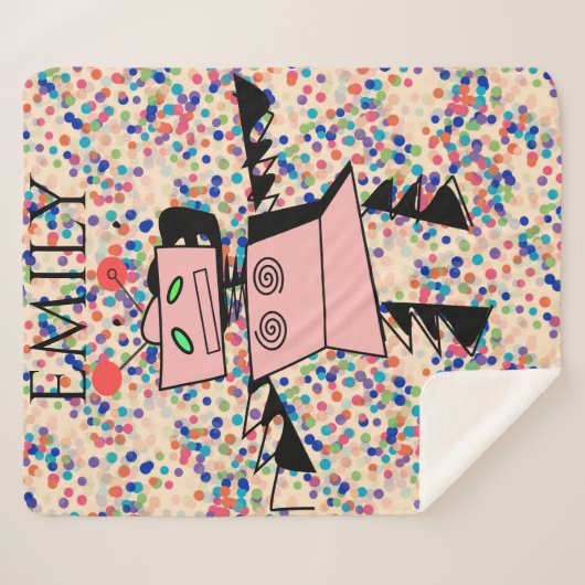 Robot-Sherpa-Decke für Mädchen. Individuelle Name. Sherpadecke (Vorderseite (Horizontal))