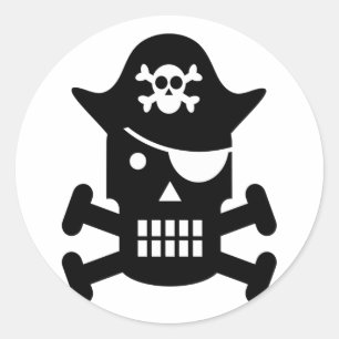 Robot Skull & Crossbones Pirate Runder Aufkleber