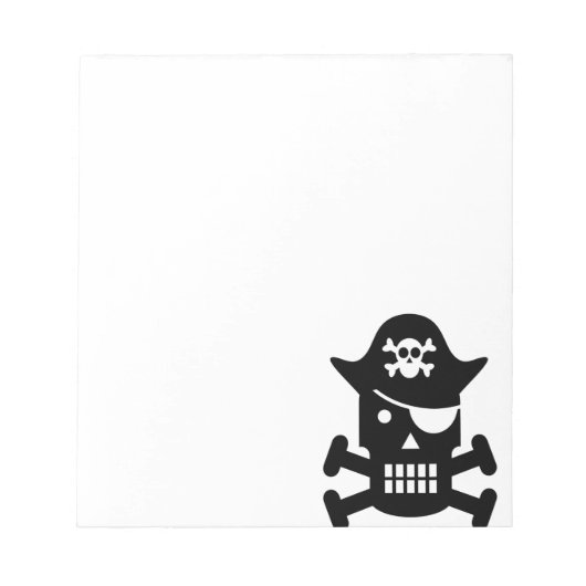 Robot Skull & Crossbones Pirate Silhouette Notizblock (Vorderseite)
