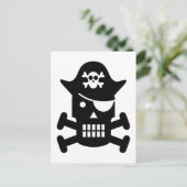 Robot Skull & Crossbones Pirate Silhouette Postkarte (Stehend Vorderseite)