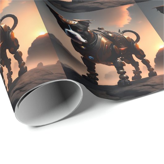 Robot Staffordshire Bull Terrier, Geschenkpapier (Rolleneckpunkt)
