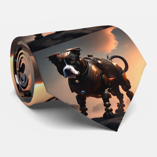 Robot Staffordshire Bull Terrier, Neck Tie Krawatte (Gerollt)