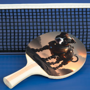 Robot Staffordshire Bull Terrier, Ping Pong Paddle Tischtennis Schläger